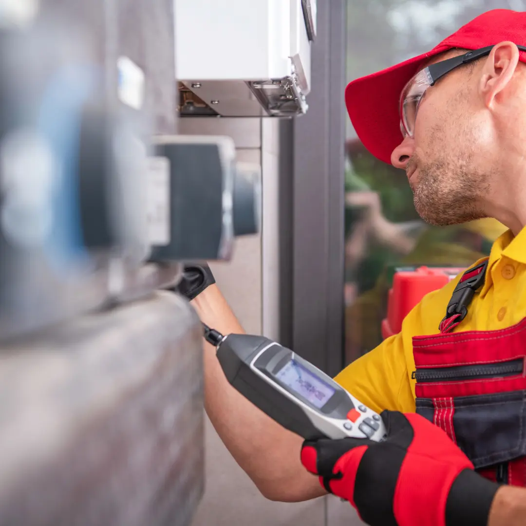 Certified technician meticulously inspecting and certifying gas appliances for safety.